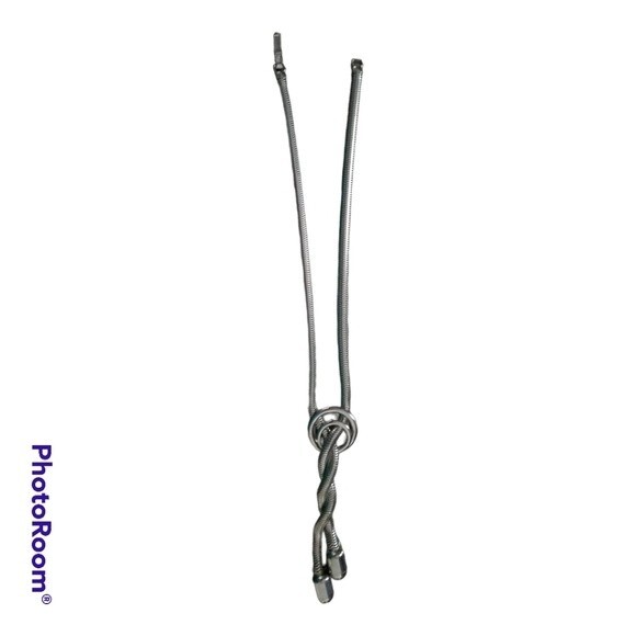 Silver Circle Braided Necklace - Picture 5 of 6